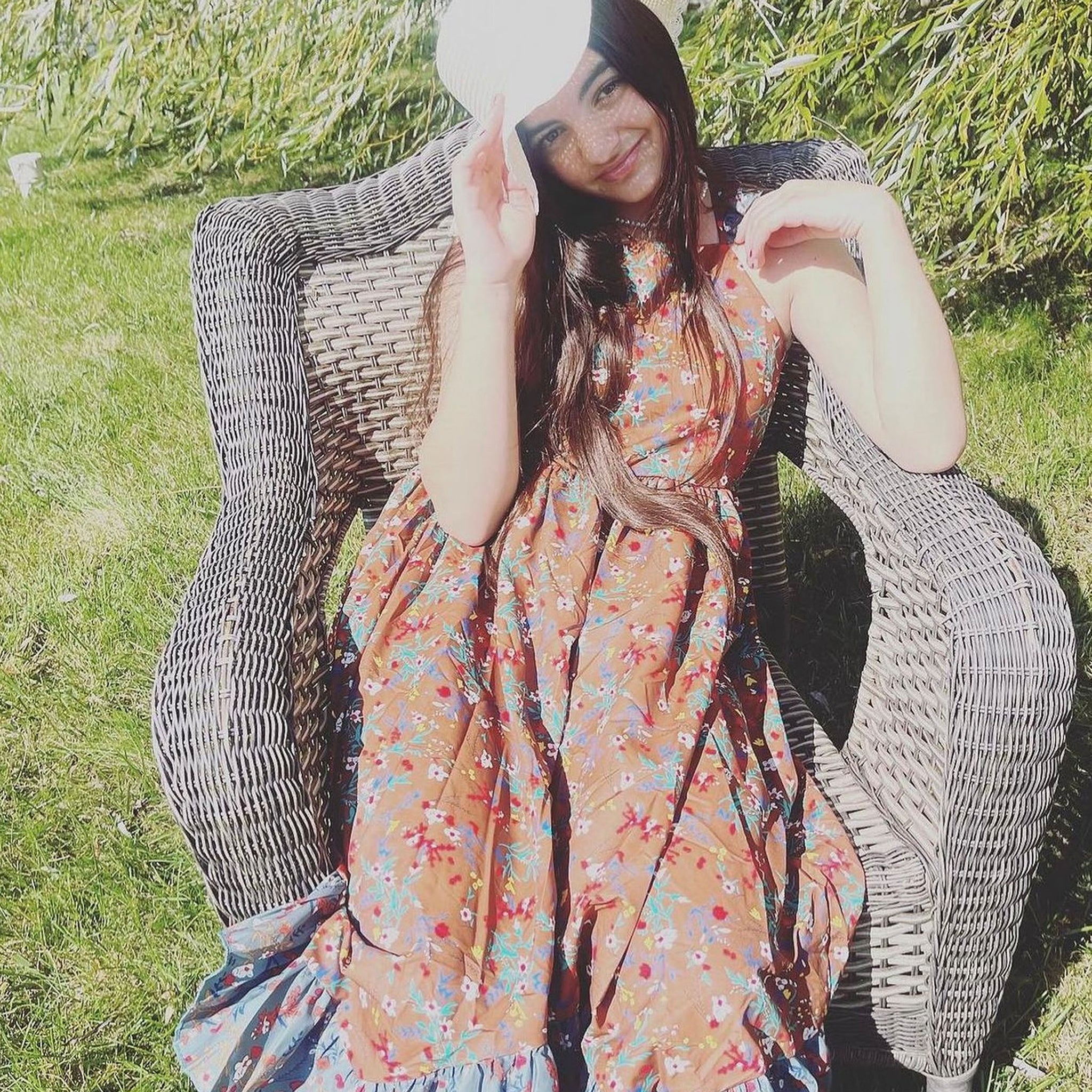 Multi Print Flower and Ruffle Dress