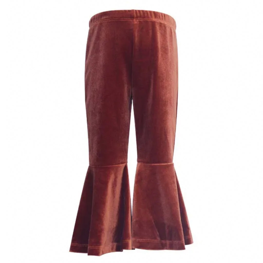 Mi Amore Gigi Rust Velvet Bell Bottom Pants