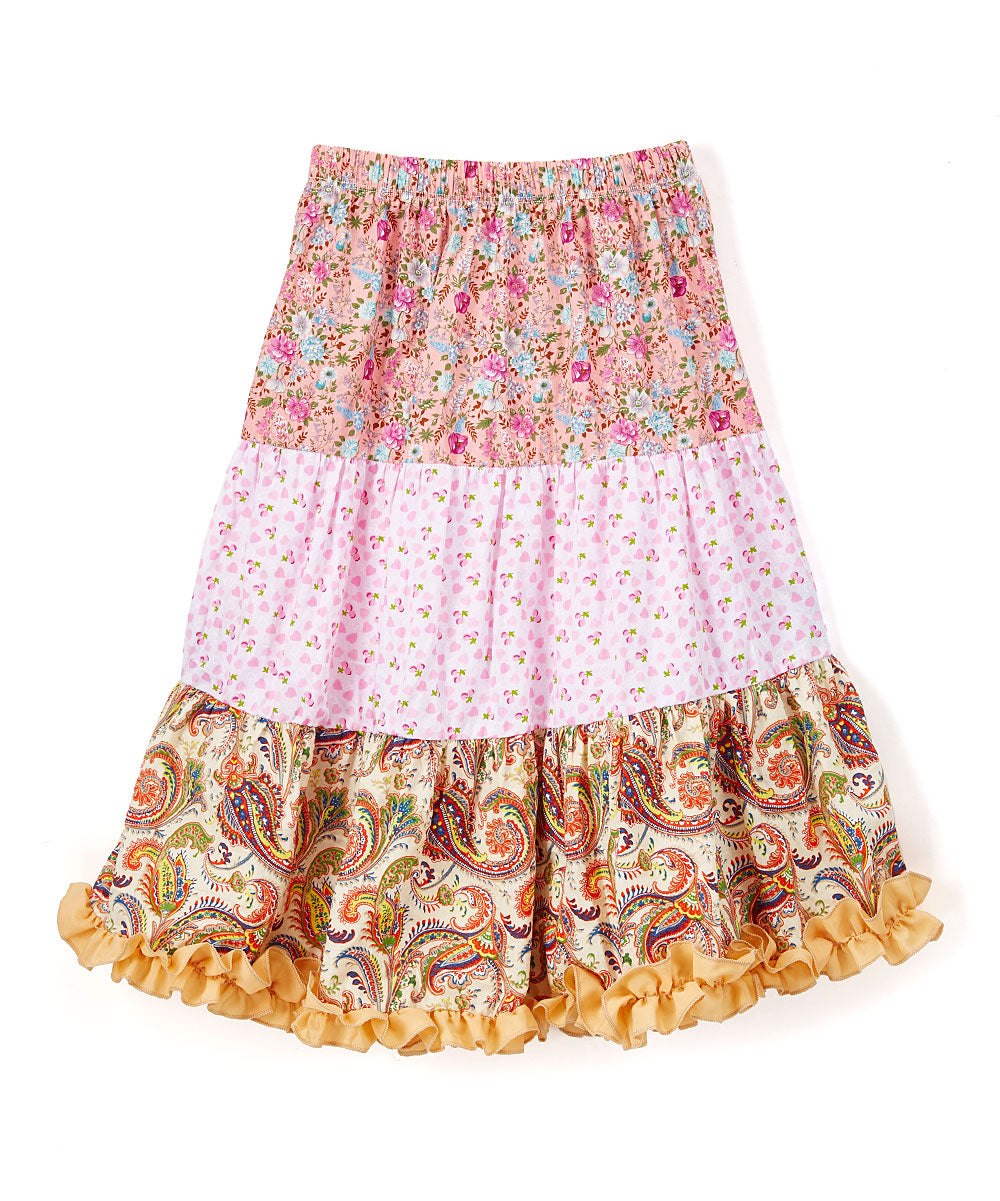Mi Amore Gigi Long Flower and Paisley Peasant Skirt