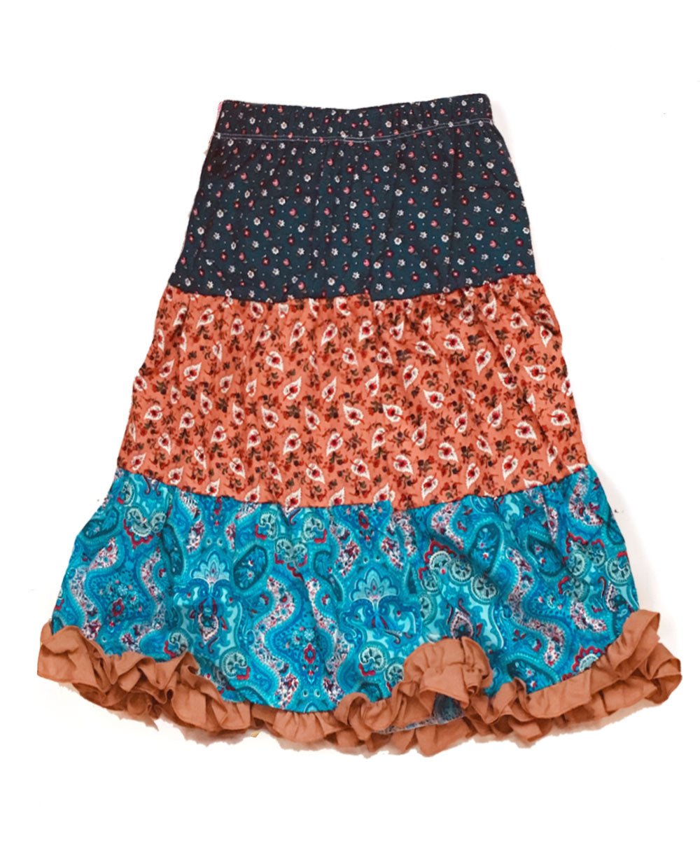 Mi Amore Gigi Long Flower and Paisley Peasant Skirt